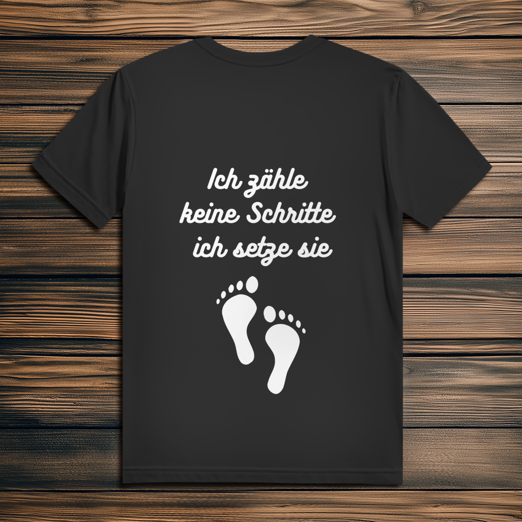 Herren Premium Bio T-Shirt ∣ Ich zähle... Schritte ∣ Logo in weiß