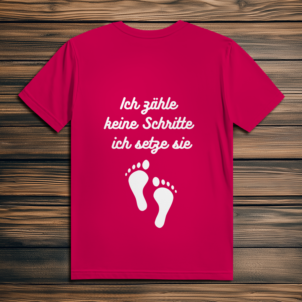 Herren Premium Bio T-Shirt ∣ Ich zähle... Schritte ∣ Logo in weiß