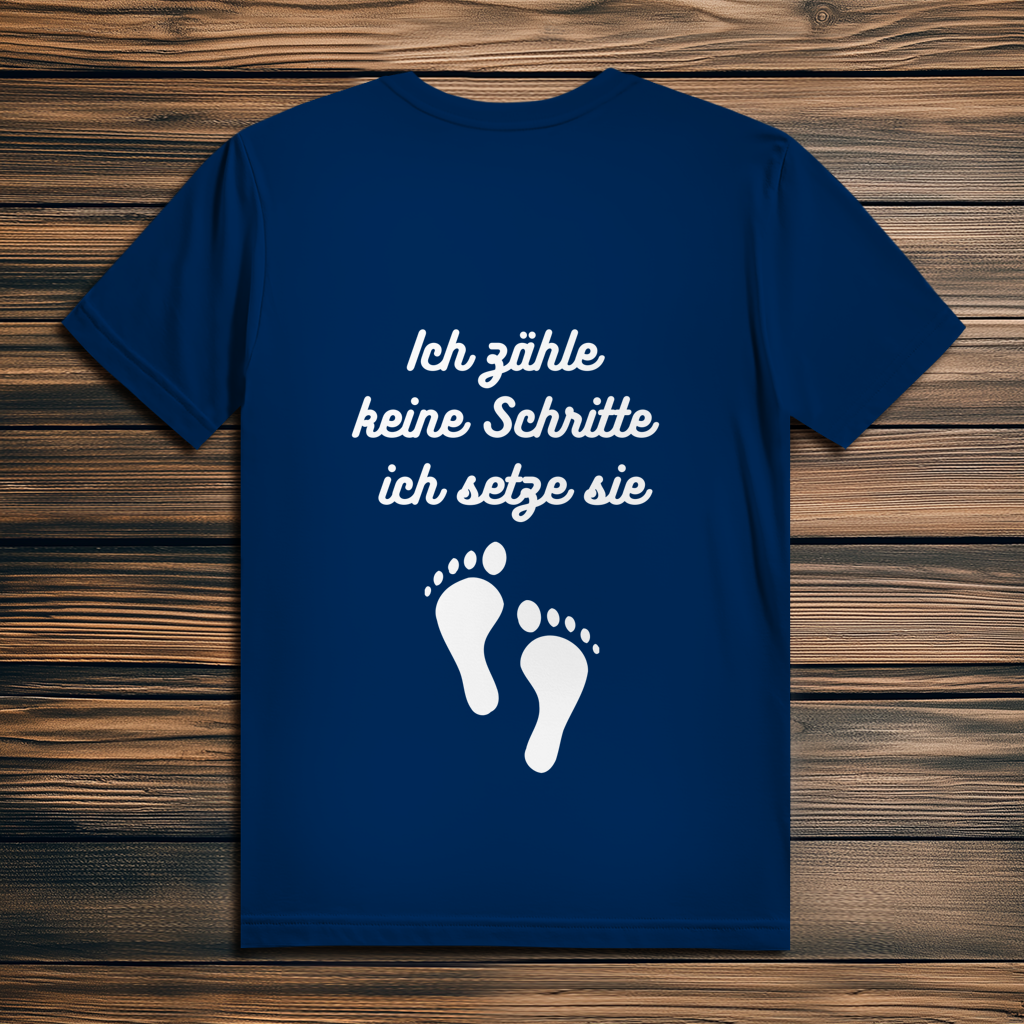 Herren Premium Bio T-Shirt ∣ Ich zähle... Schritte ∣ Logo in weiß