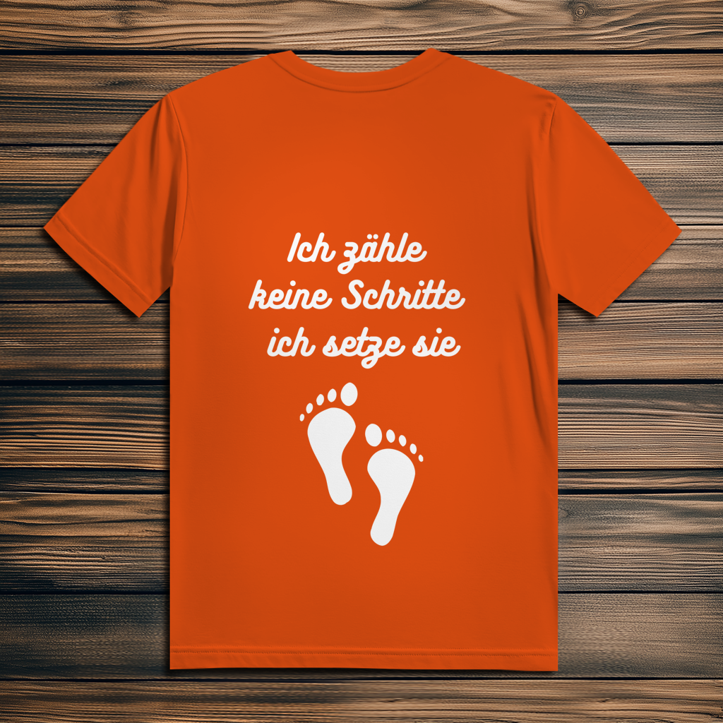 Herren Premium Bio T-Shirt ∣ Ich zähle... Schritte ∣ Logo in weiß