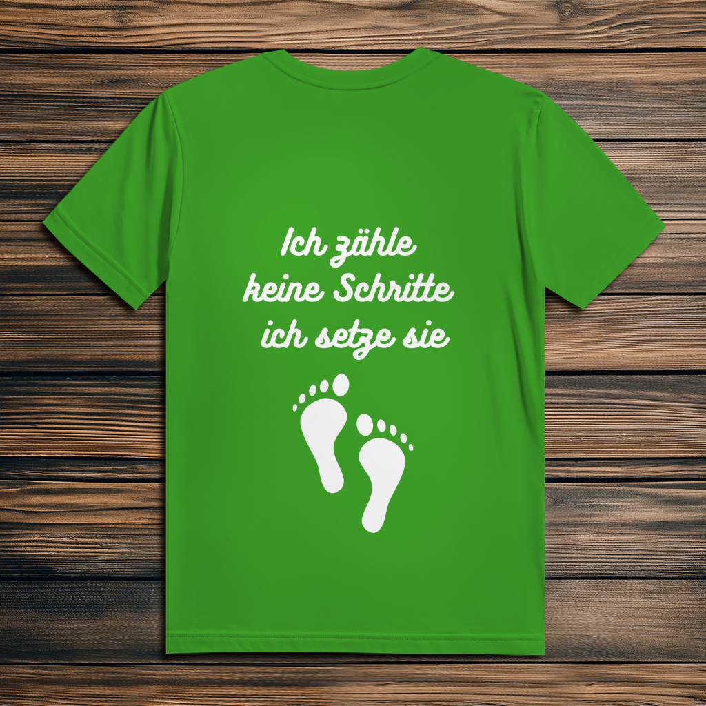 Herren Premium Bio T-Shirt ∣ Ich zähle... Schritte ∣ Logo in weiß