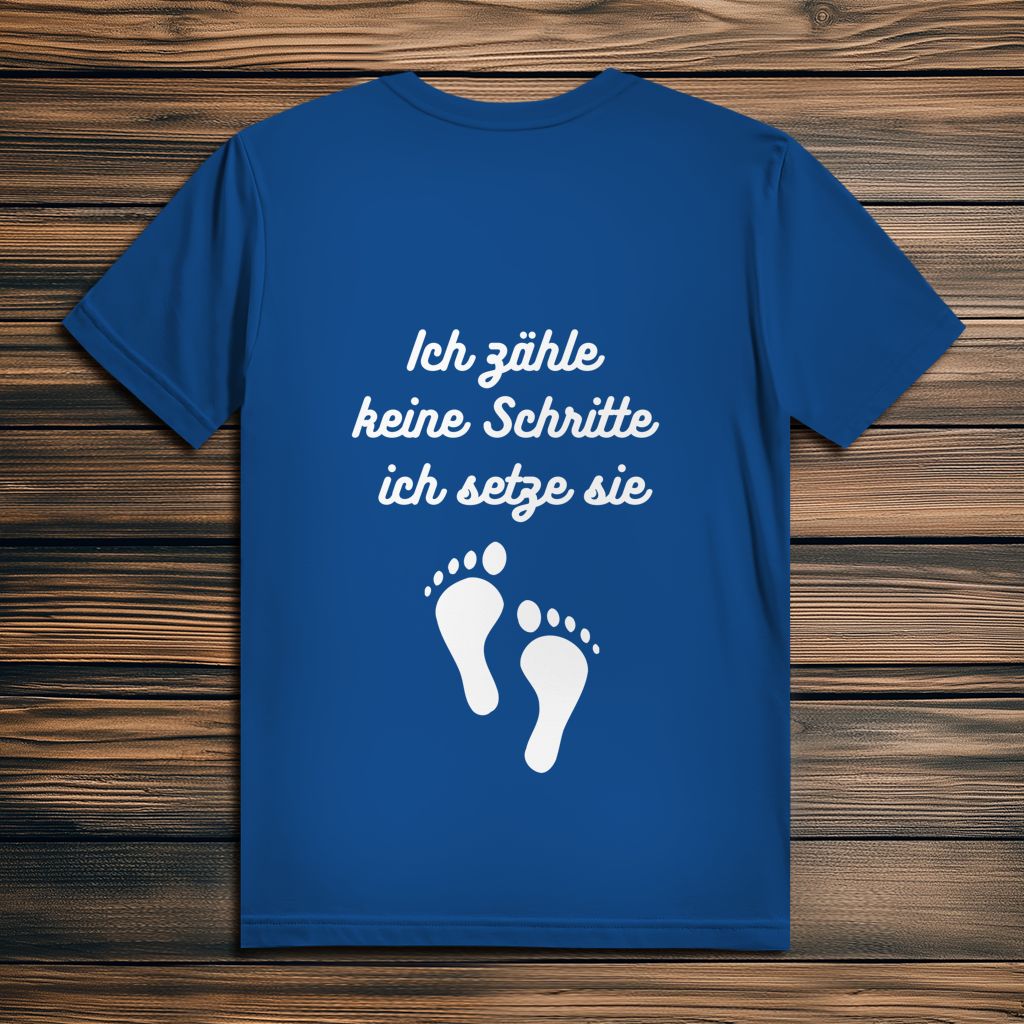 Herren Premium Bio T-Shirt ∣ Ich zähle... Schritte ∣ Logo in weiß