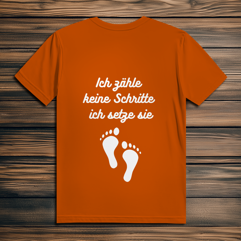 Herren Premium Bio T-Shirt ∣ Ich zähle... Schritte ∣ Logo in weiß