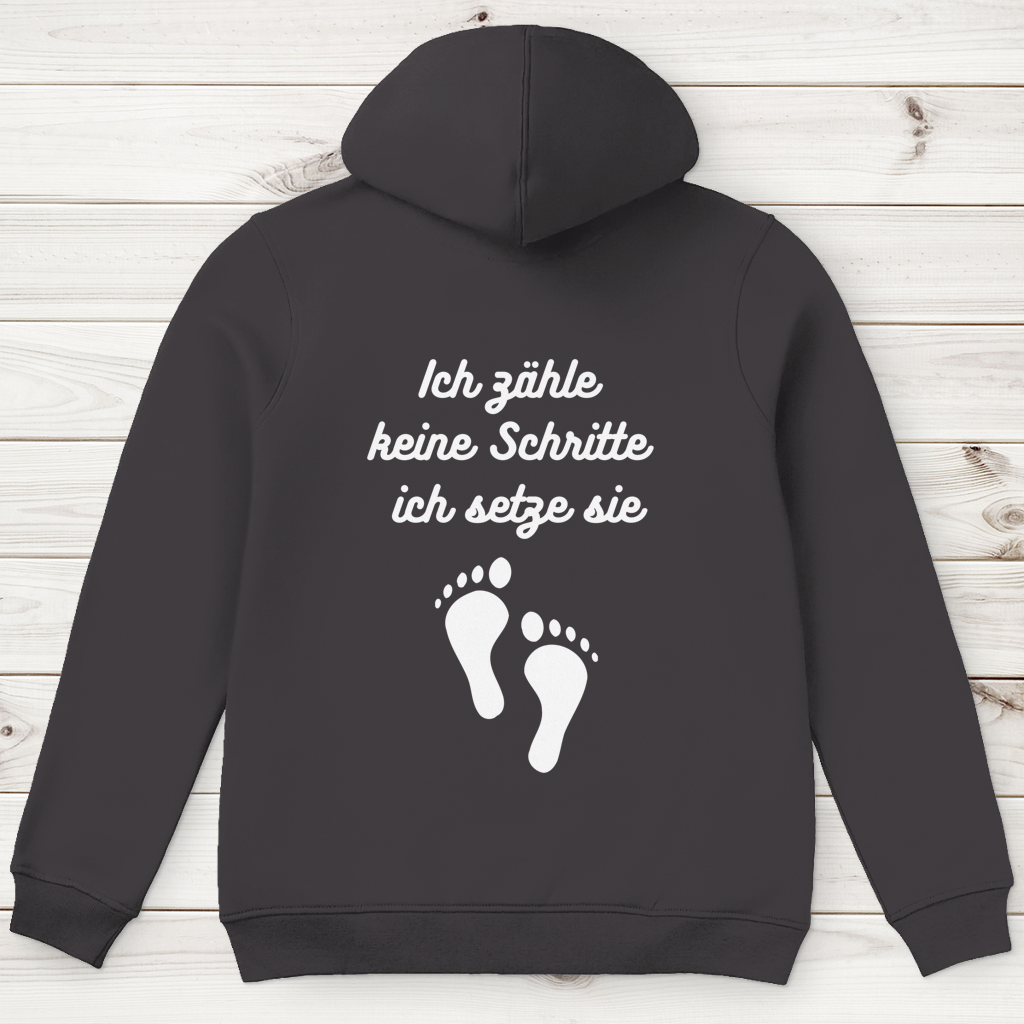 Herren Premium Bio Hoodie ∣ Schritte ∣ Logo in weiß