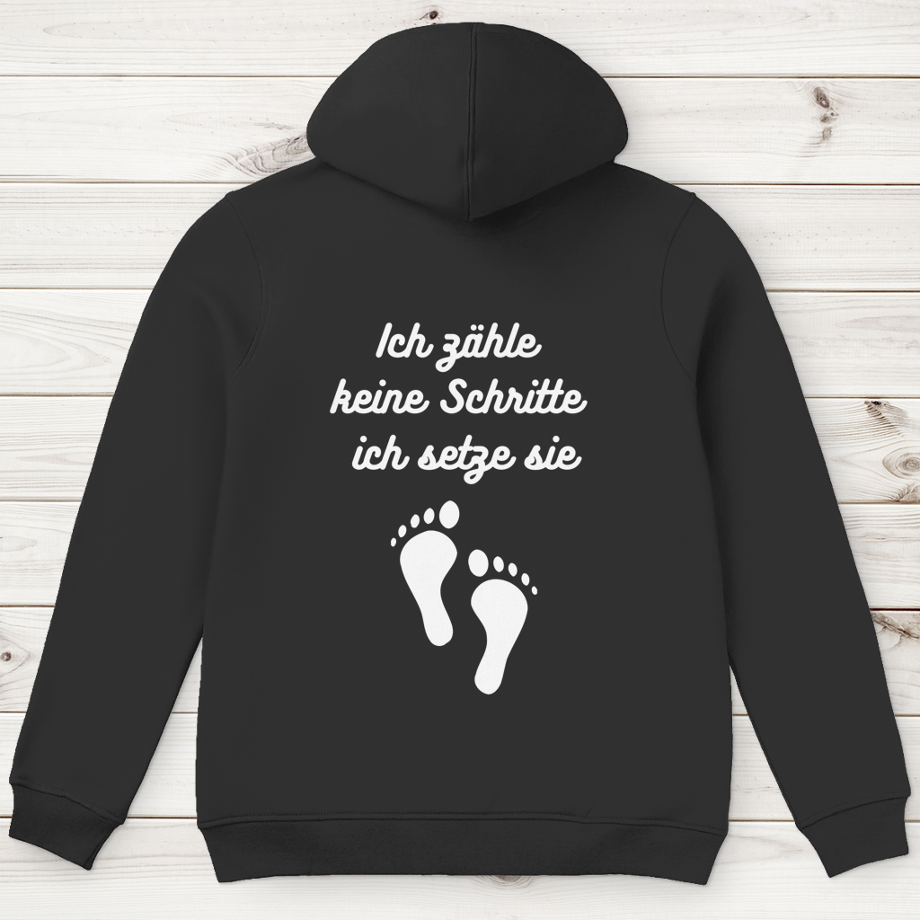 Herren Premium Bio Hoodie ∣ Schritte ∣ Logo in weiß