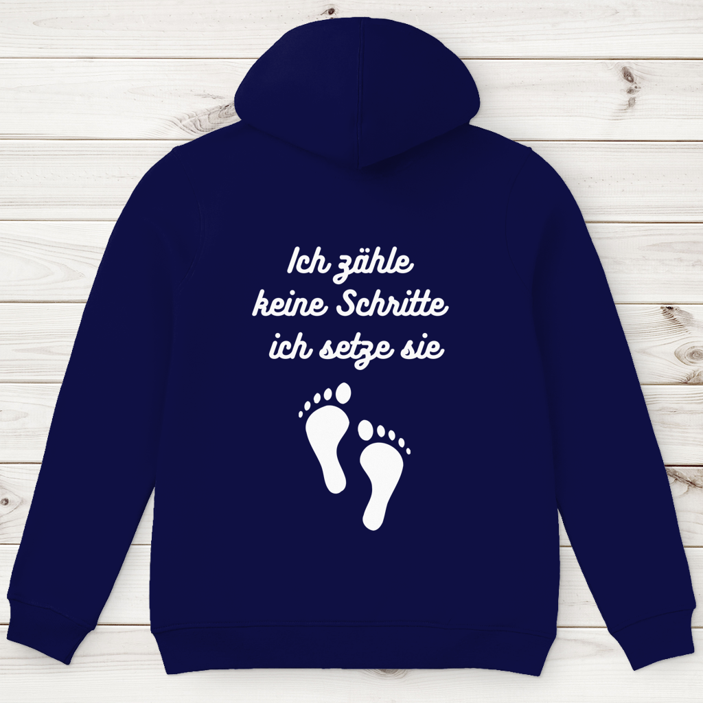 Herren Premium Bio Hoodie ∣ Schritte ∣ Logo in weiß
