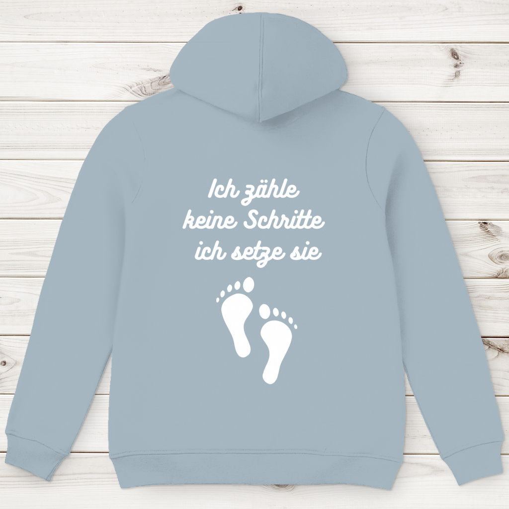 Herren Premium Bio Hoodie ∣ Schritte ∣ Logo in weiß