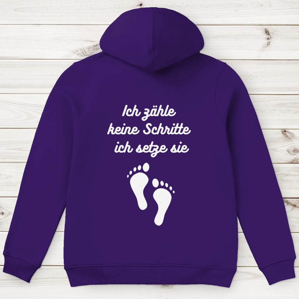 Herren Premium Bio Hoodie ∣ Schritte ∣ Logo in weiß