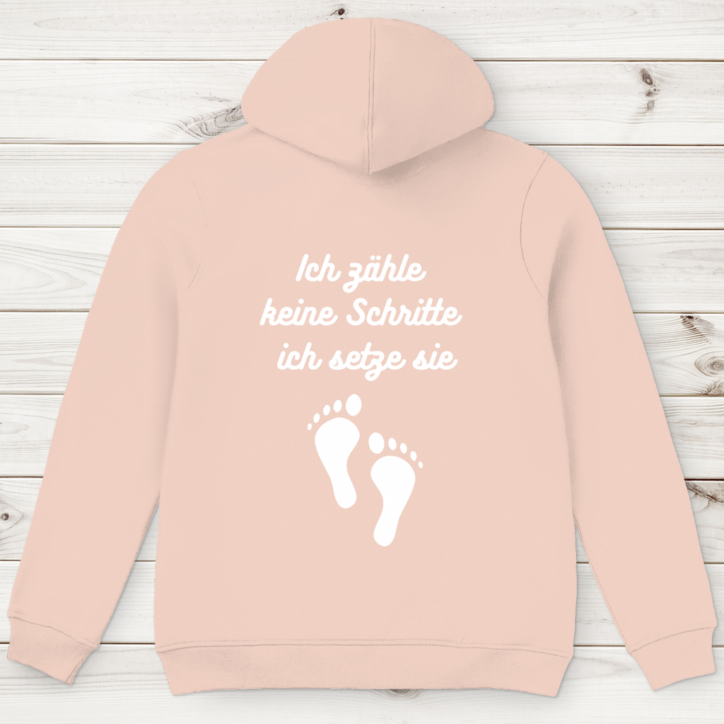 Herren Premium Bio Hoodie ∣ Schritte ∣ Logo in weiß