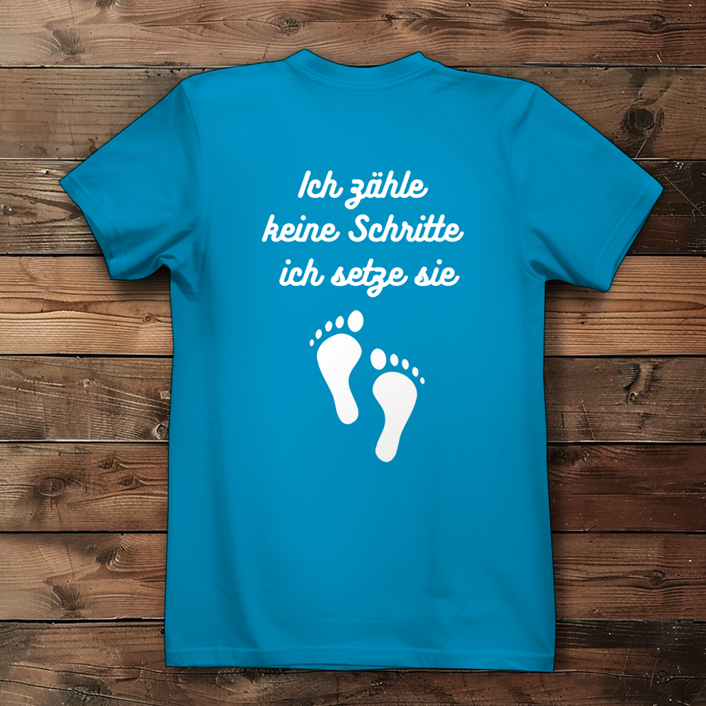 Damen Premium Bio T-Shirt ∣ Schritte ∣ Logo in weiß