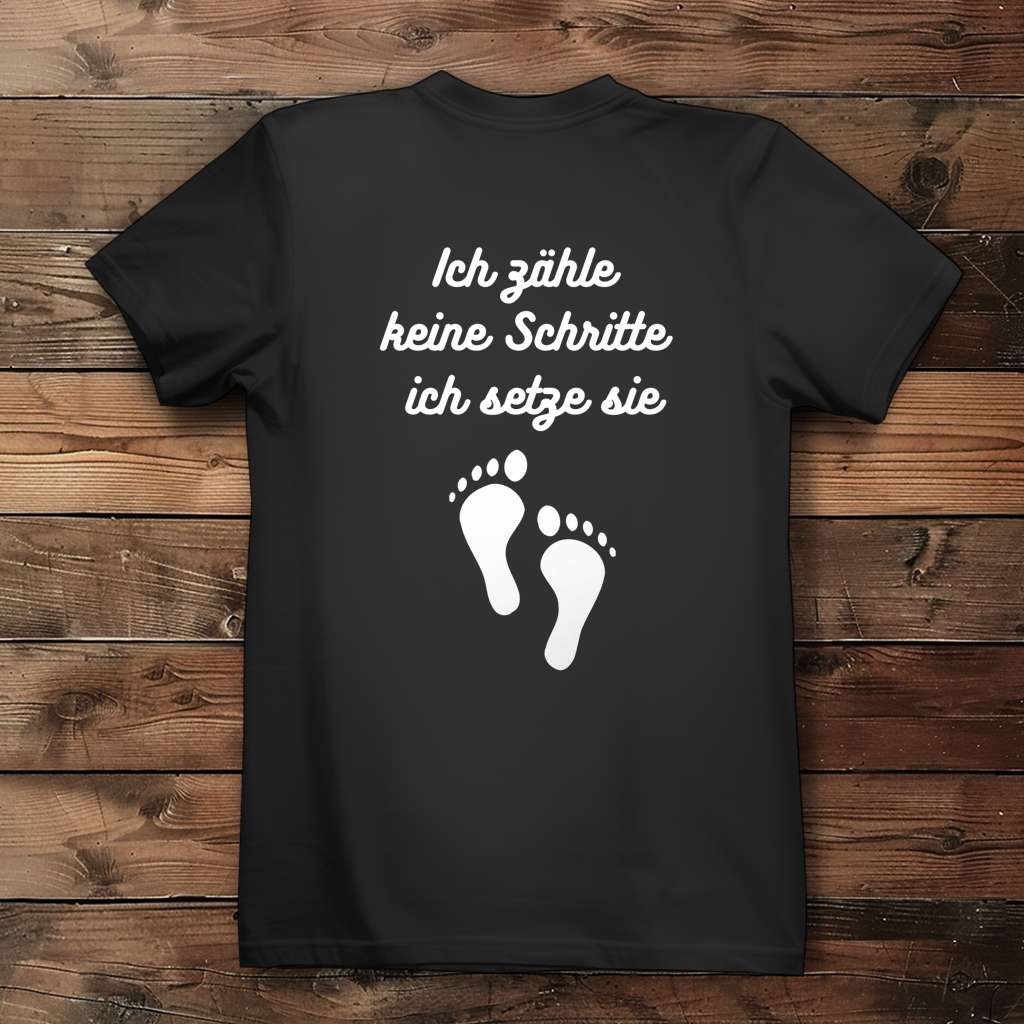 Damen Premium Bio T-Shirt ∣ Schritte ∣ Logo in weiß