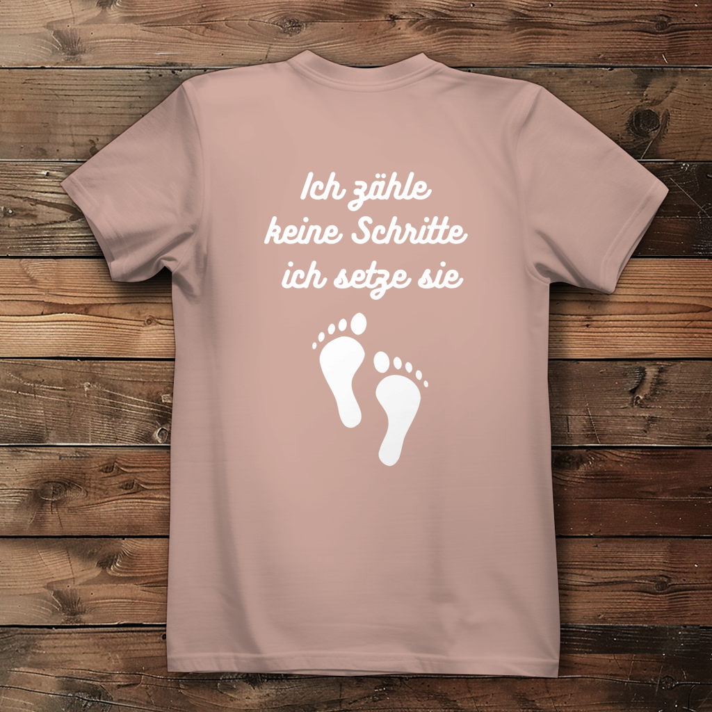 Damen Premium Bio T-Shirt ∣ Schritte ∣ Logo in weiß