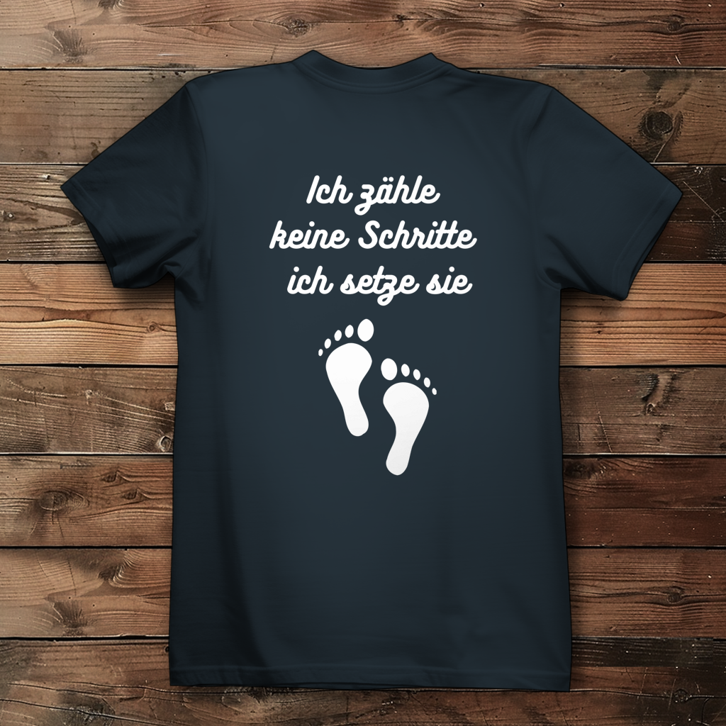Damen Premium Bio T-Shirt ∣ Schritte ∣ Logo in weiß