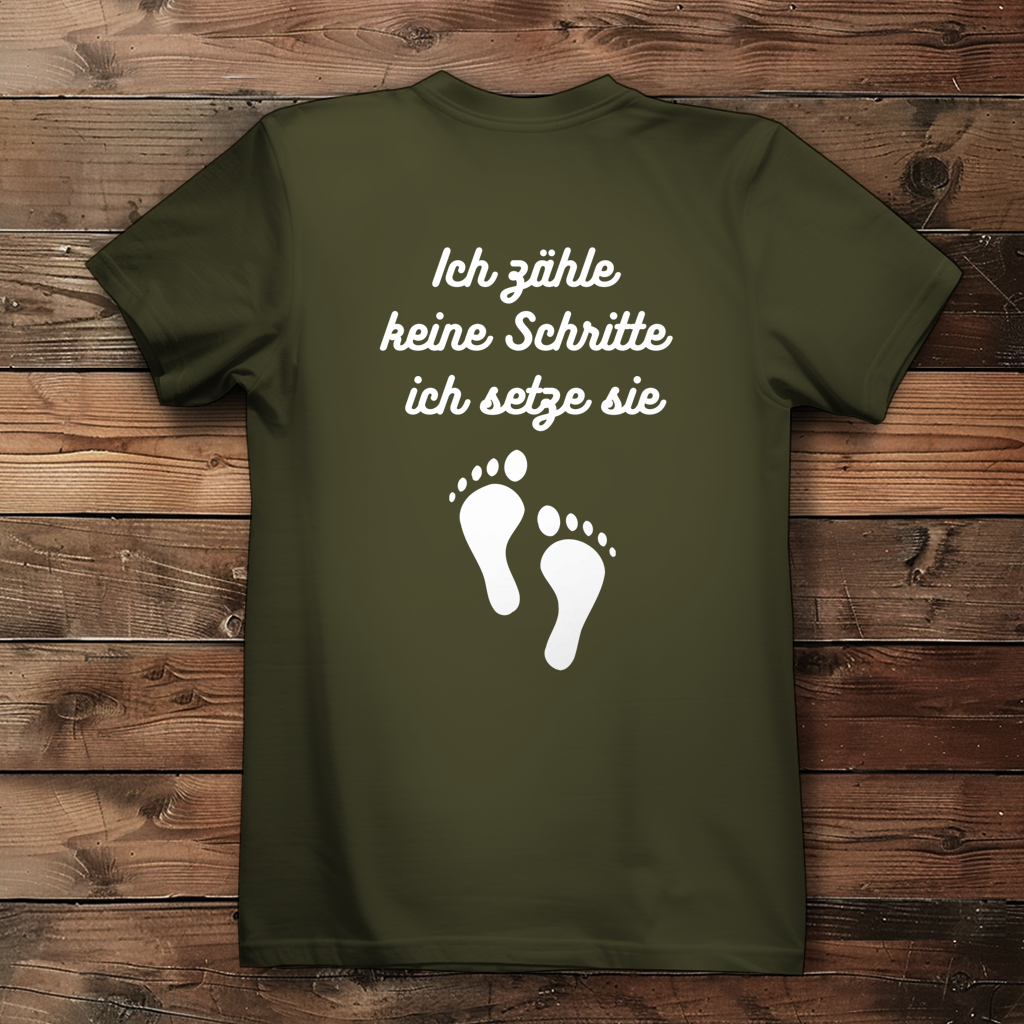 Damen Premium Bio T-Shirt ∣ Schritte ∣ Logo in weiß