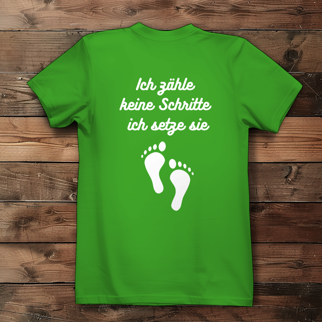 Damen Premium Bio T-Shirt ∣ Schritte ∣ Logo in weiß