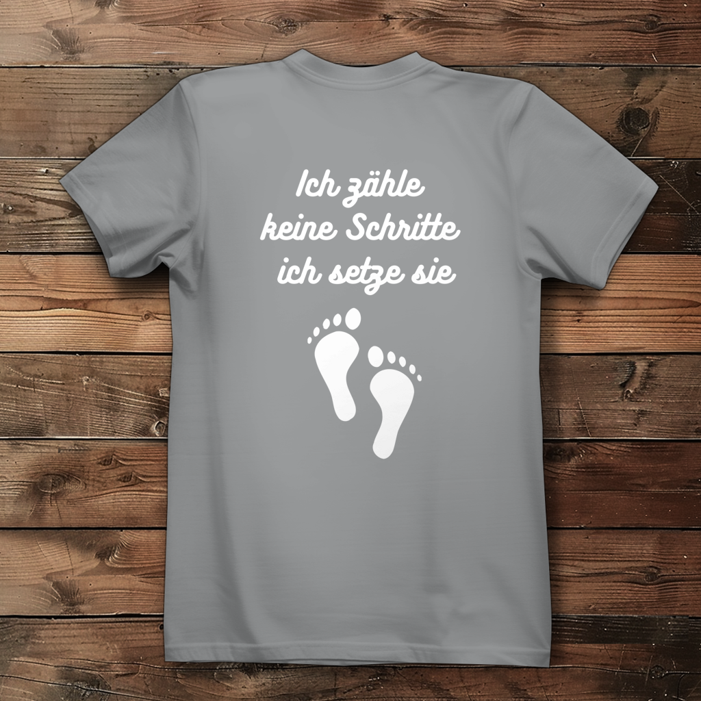 Damen Premium Bio T-Shirt ∣ Schritte ∣ Logo in weiß