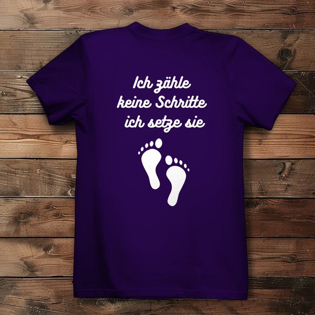 Damen Premium Bio T-Shirt ∣ Schritte ∣ Logo in weiß