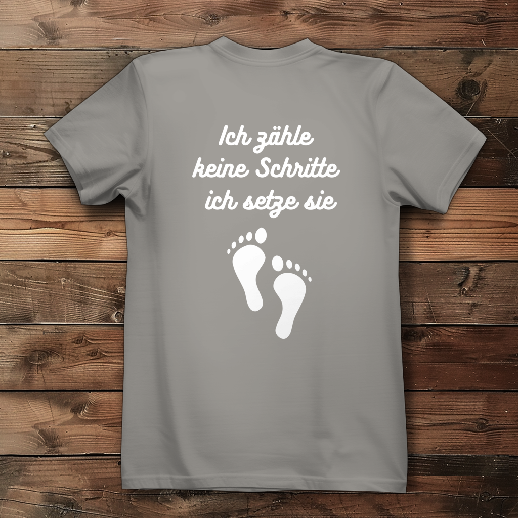 Damen Premium Bio T-Shirt ∣ Schritte ∣ Logo in weiß