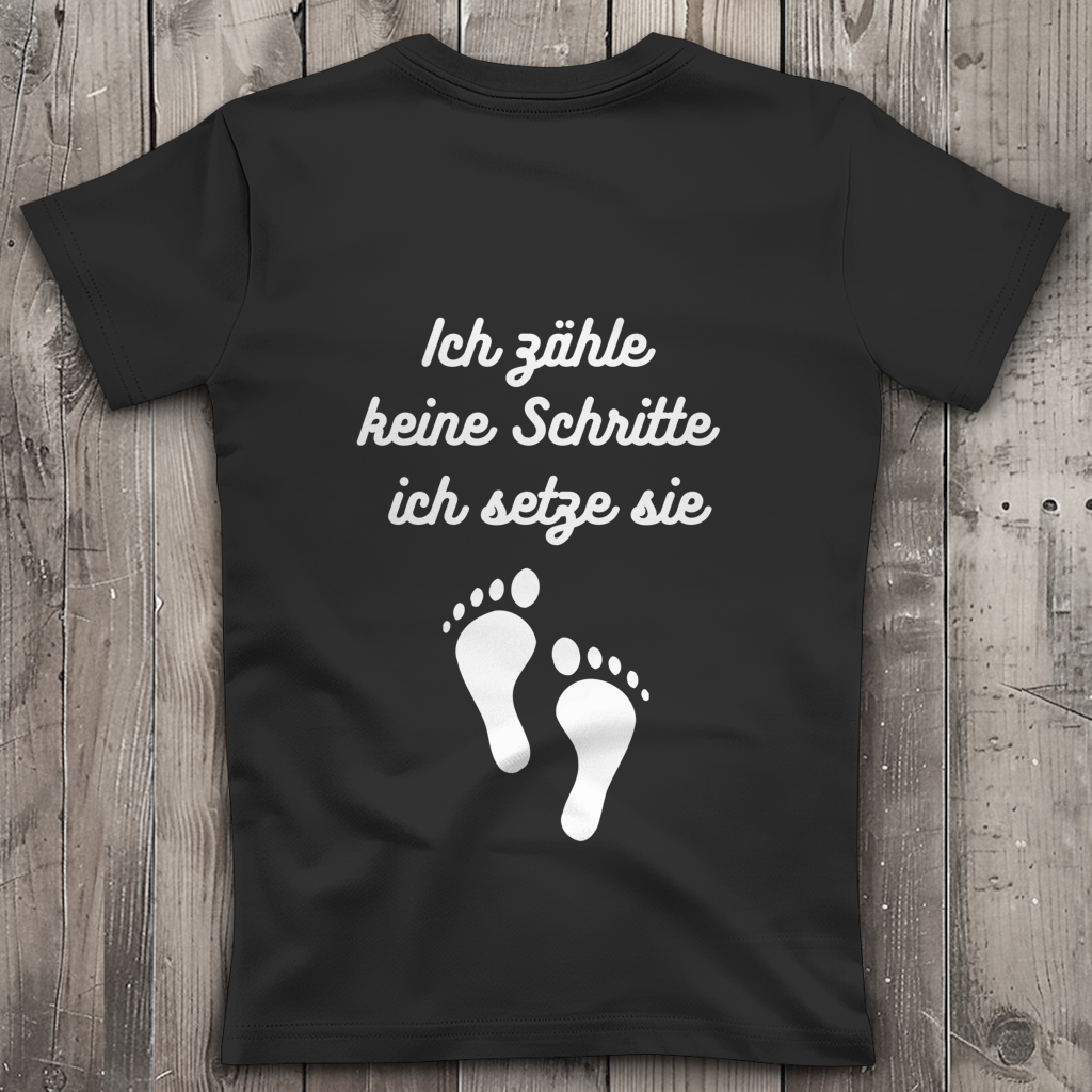 Damen Premium Bio V-Neck T-Shirt ∣ Schritte ∣ Logo in weiß