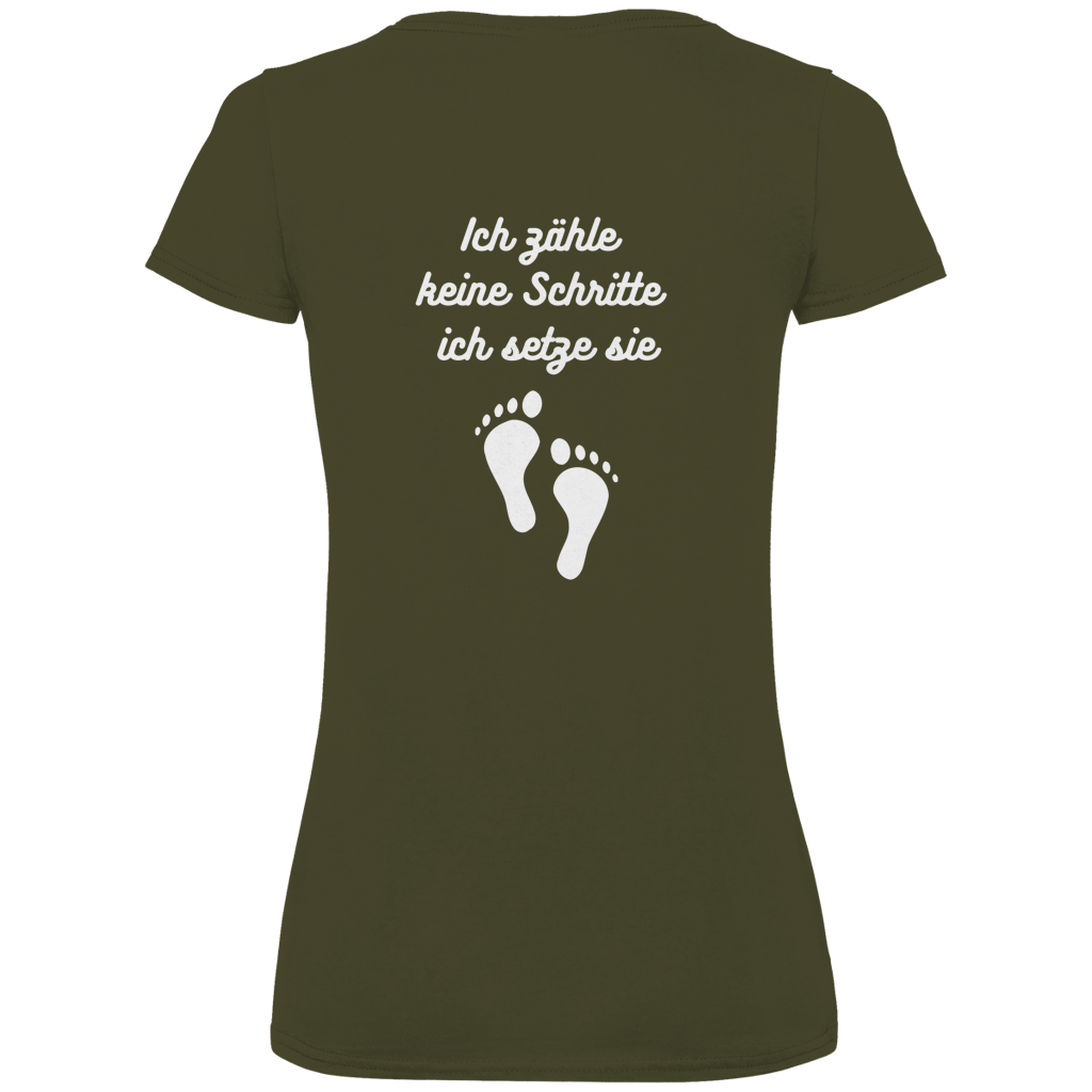 Damen Premium Bio V-Neck T-Shirt Schritte