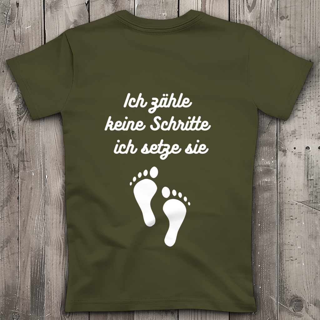 Damen Premium Bio V-Neck T-Shirt ∣ Schritte ∣ Logo in weiß