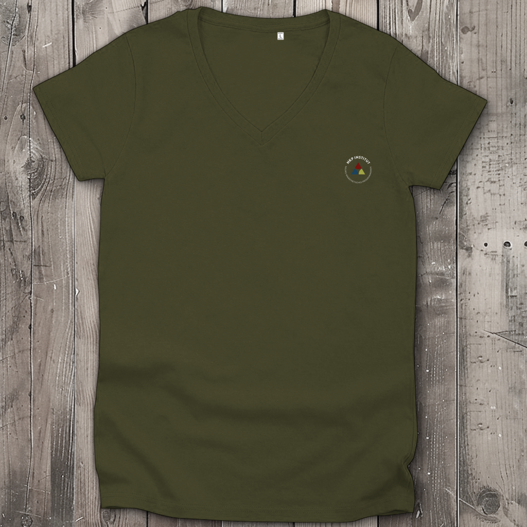 Damen Premium Bio V-Neck T-Shirt ∣ Schritte ∣ Logo in weiß