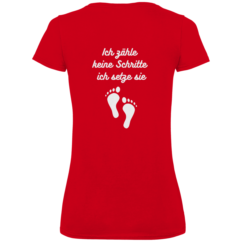 Damen Premium Bio V-Neck T-Shirt Schritte