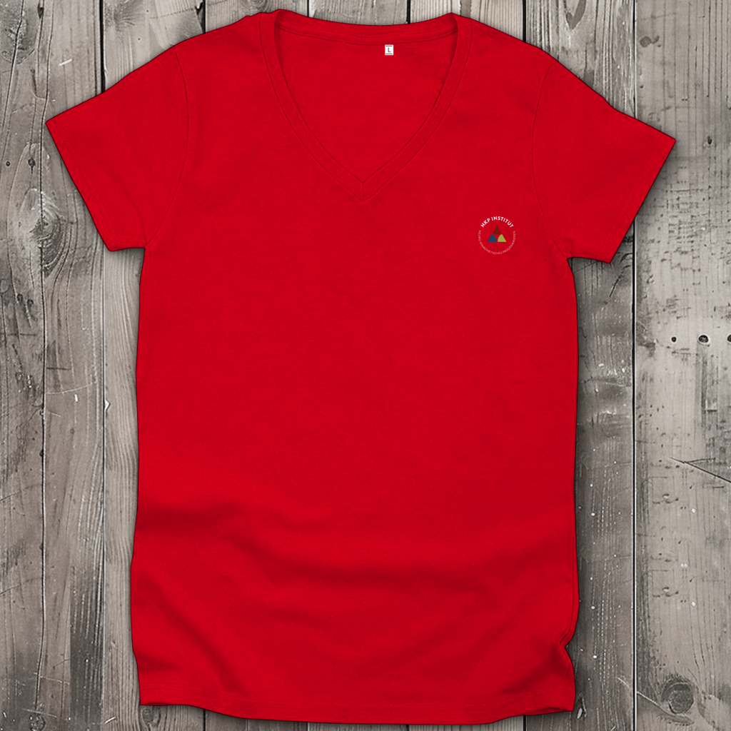 Damen Premium Bio V-Neck T-Shirt ∣ Schritte ∣ Logo in weiß