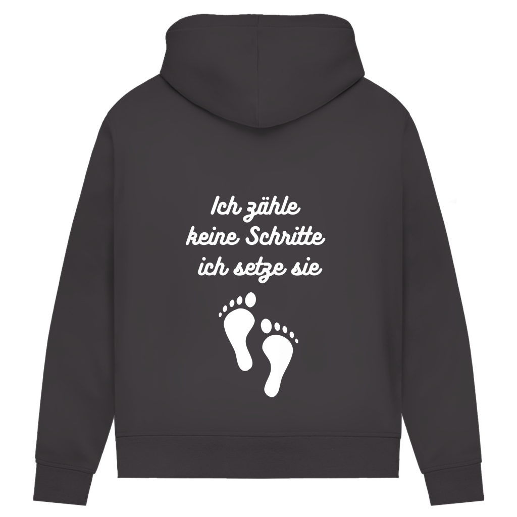 Damen Premium Bio Hoodie ∣ Schritte ∣ Logo in weiß