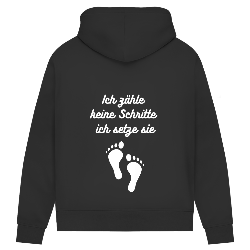 Damen Premium Bio Hoodie ∣ Schritte ∣ Logo in weiß