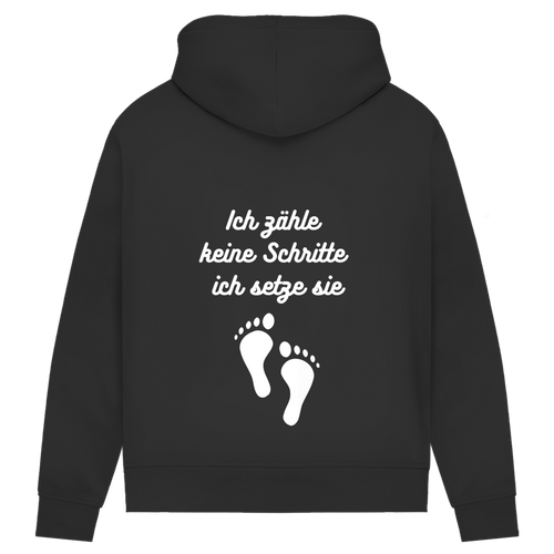 Damen Premium Bio Hoodie ∣ Schritte ∣ Logo in weiß