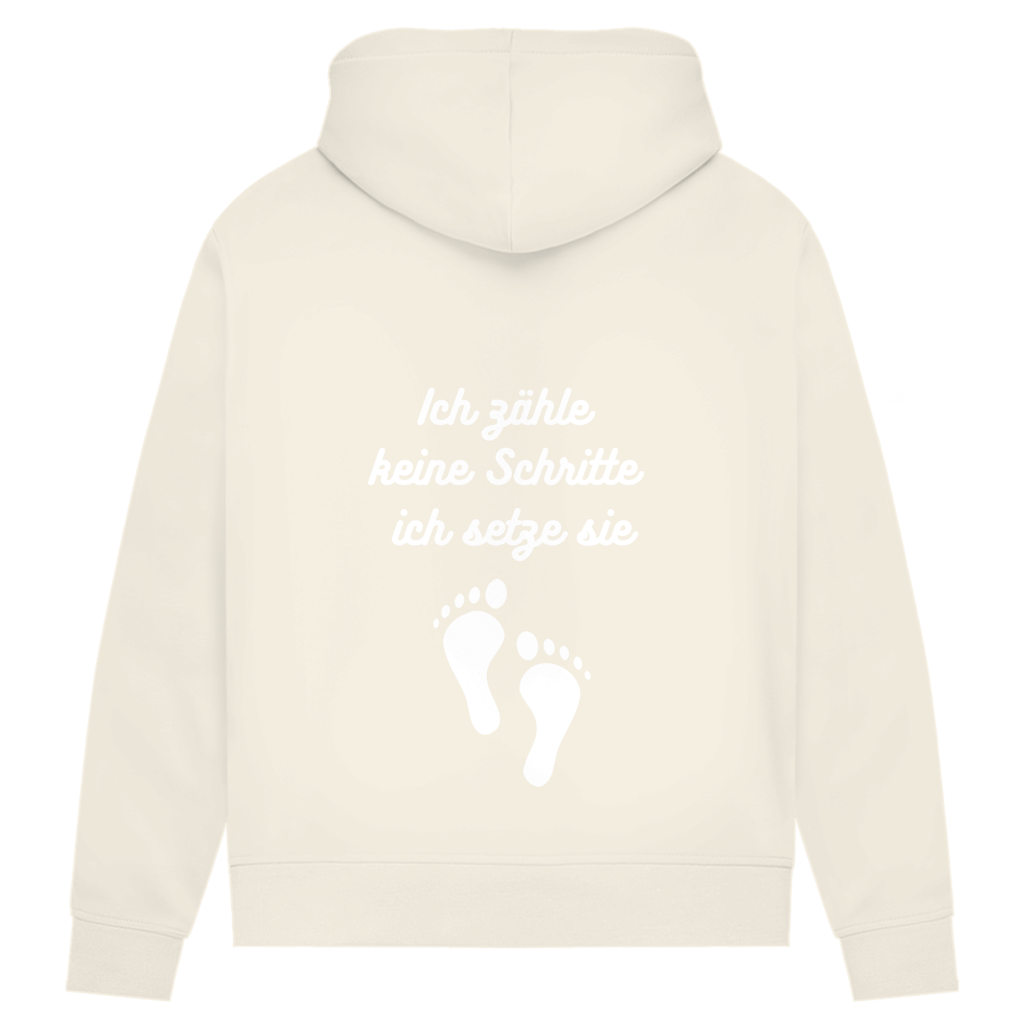 Damen Premium Bio Hoodie ∣ Schritte ∣ Logo in weiß