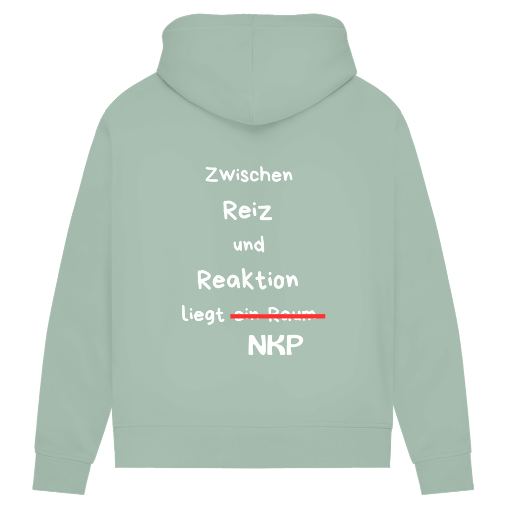 Damen Premium Bio Hoodie ∣ Reiz und Reaktion ∣ Logo in weiß