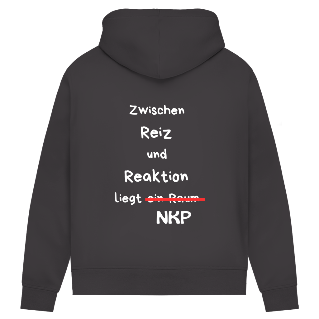 Damen Premium Bio Hoodie ∣ Reiz und Reaktion ∣ Logo in weiß