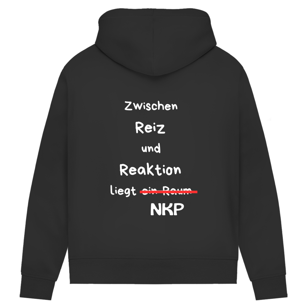 Damen Premium Bio Hoodie ∣ Reiz und Reaktion ∣ Logo in weiß