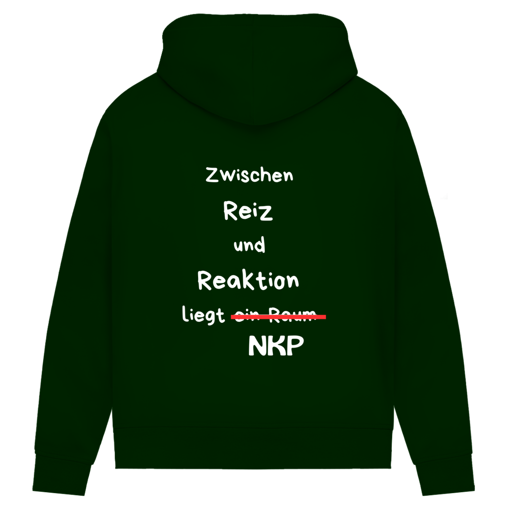 Damen Premium Bio Hoodie ∣ Reiz und Reaktion ∣ Logo in weiß