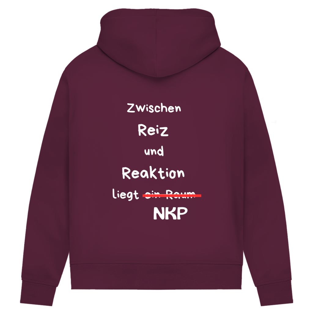 Damen Premium Bio Hoodie ∣ Reiz und Reaktion ∣ Logo in weiß