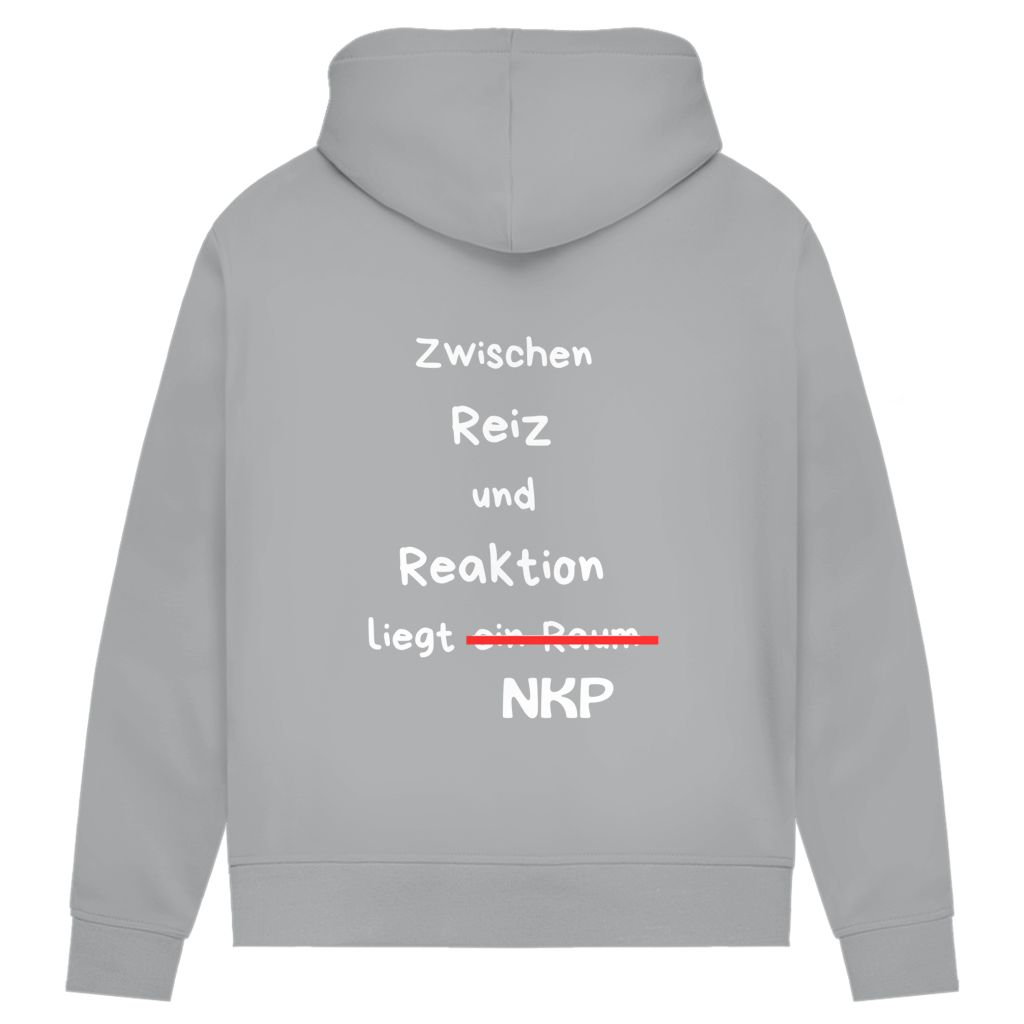 Damen Premium Bio Hoodie ∣ Reiz und Reaktion ∣ Logo in weiß