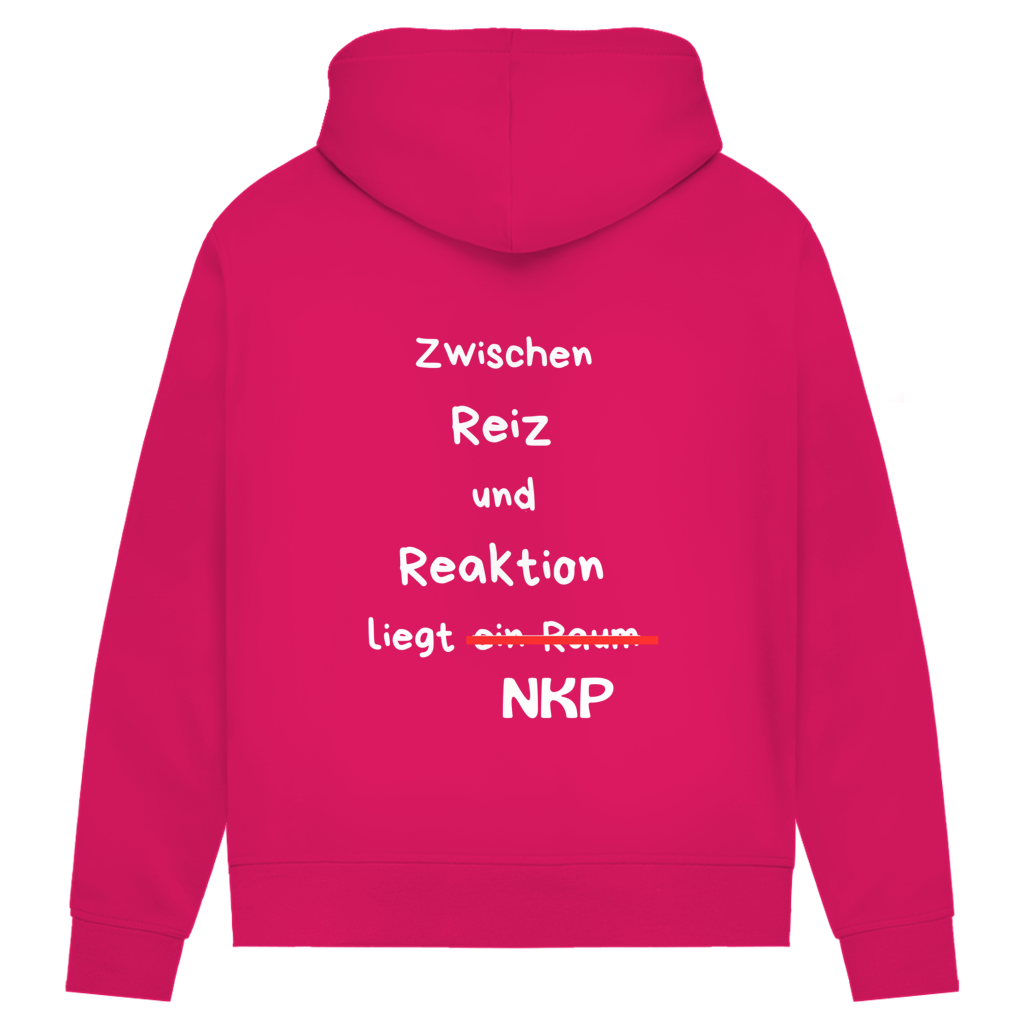 Damen Premium Bio Hoodie ∣ Reiz und Reaktion ∣ Logo in weiß