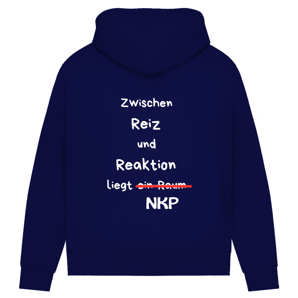 Damen Premium Bio Hoodie ∣ Reiz und Reaktion ∣ Logo in weiß