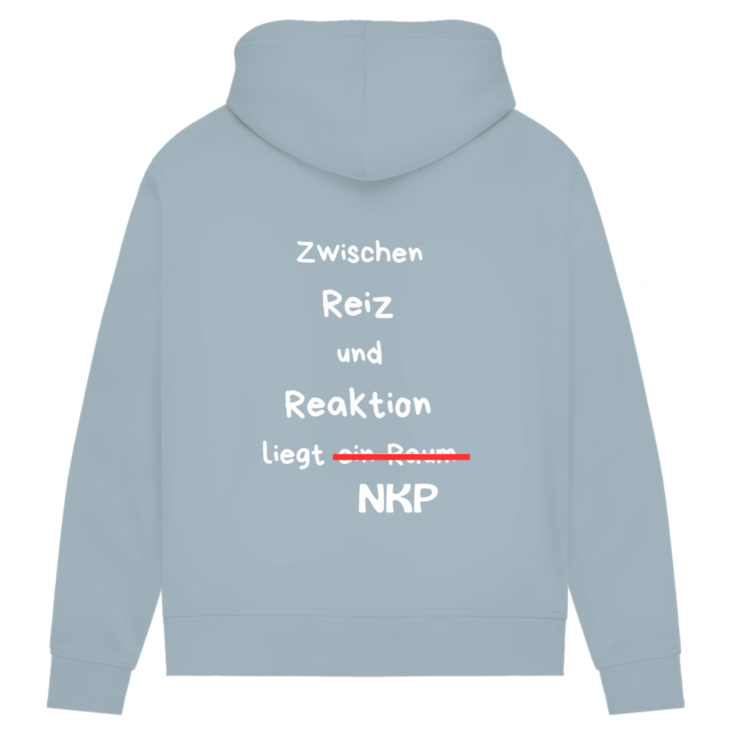 Damen Premium Bio Hoodie ∣ Reiz und Reaktion ∣ Logo in weiß