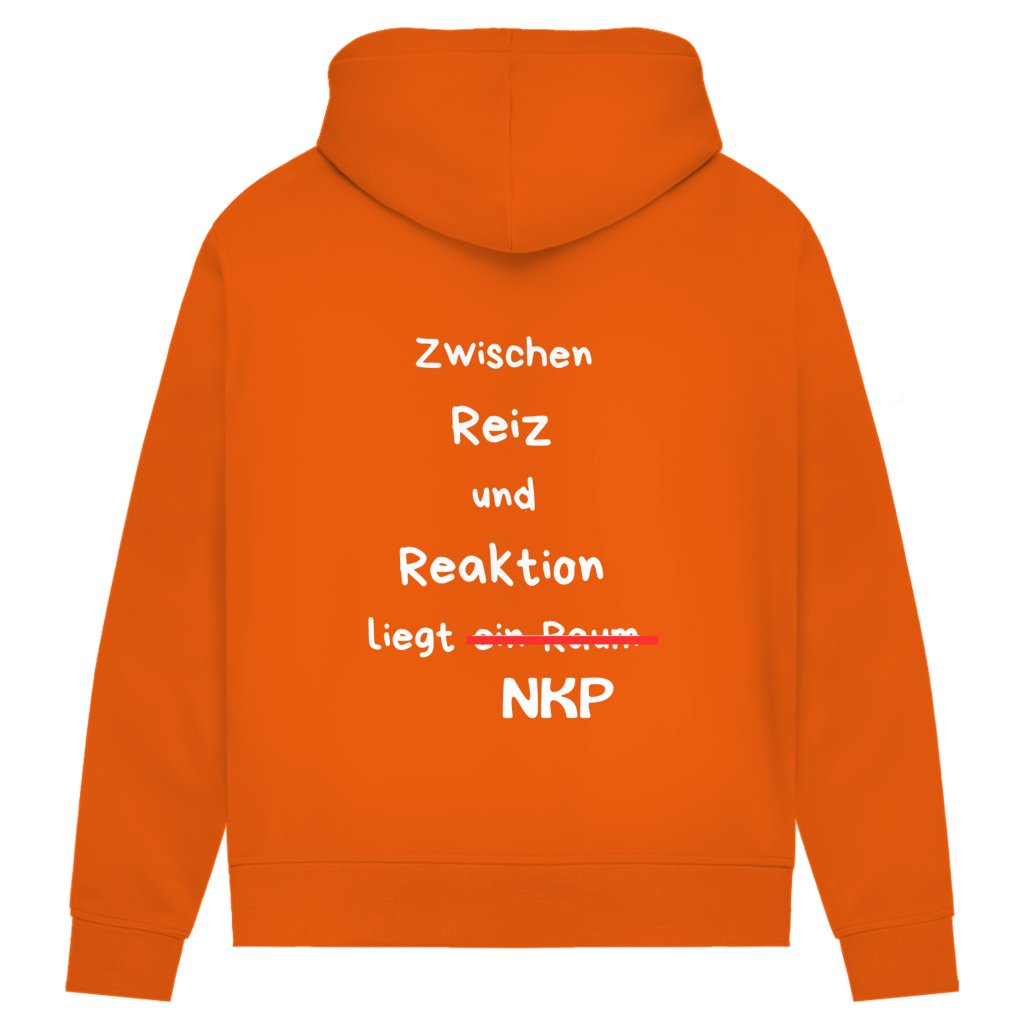 Damen Premium Bio Hoodie ∣ Reiz und Reaktion ∣ Logo in weiß