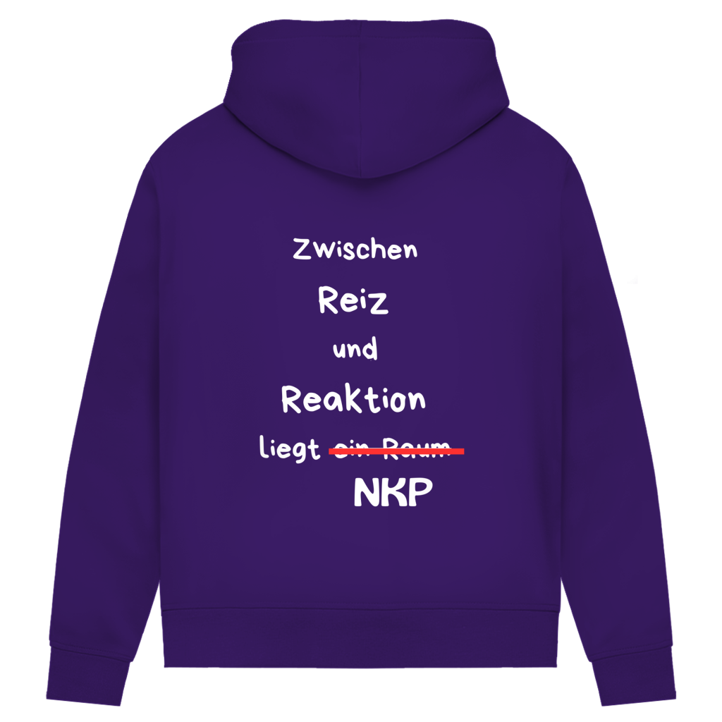 Damen Premium Bio Hoodie ∣ Reiz und Reaktion ∣ Logo in weiß
