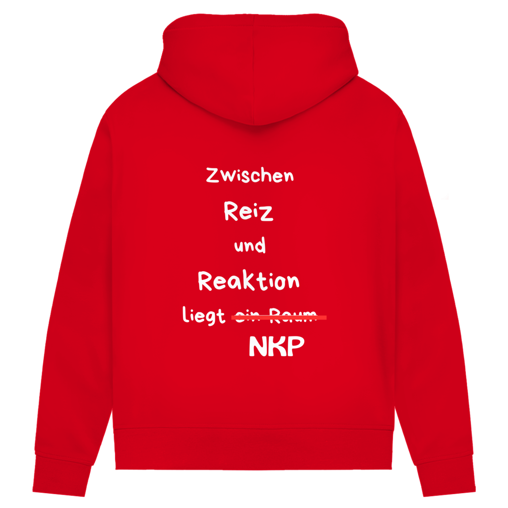 Damen Premium Bio Hoodie ∣ Reiz und Reaktion ∣ Logo in weiß