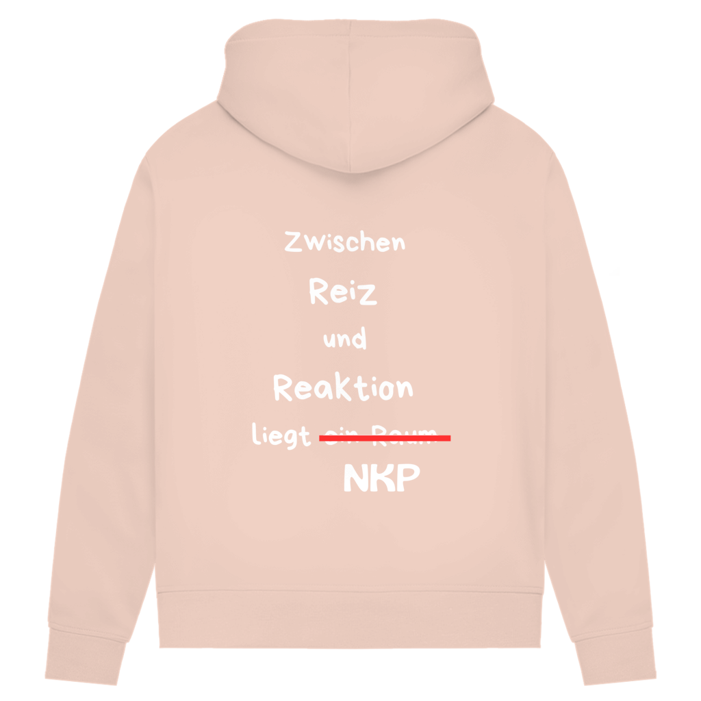 Damen Premium Bio Hoodie ∣ Reiz und Reaktion ∣ Logo in weiß