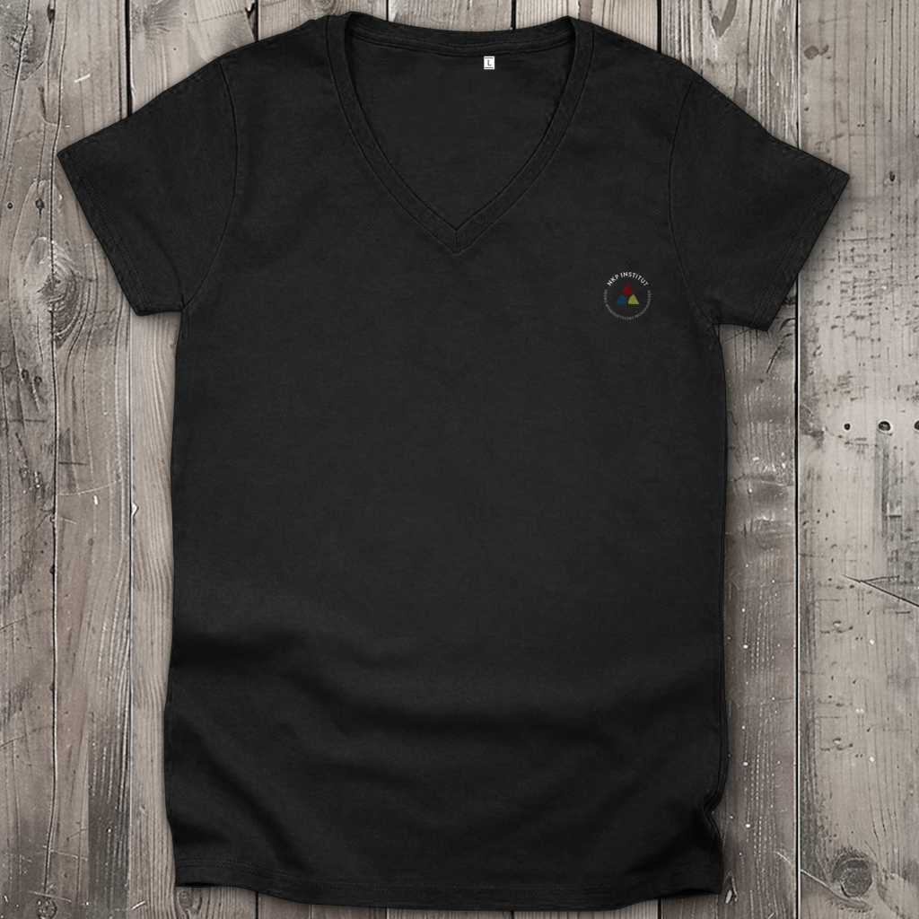 Damen Premium Bio V-Neck T-Shirt ∣ Reiz und Reaktion ∣ Logo in weiß