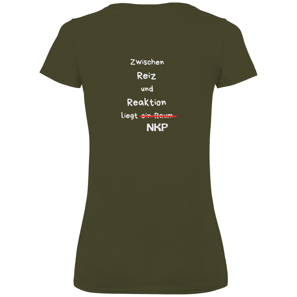 Damen Premium Bio V-Neck T-Shirt Reiz und Reaktion