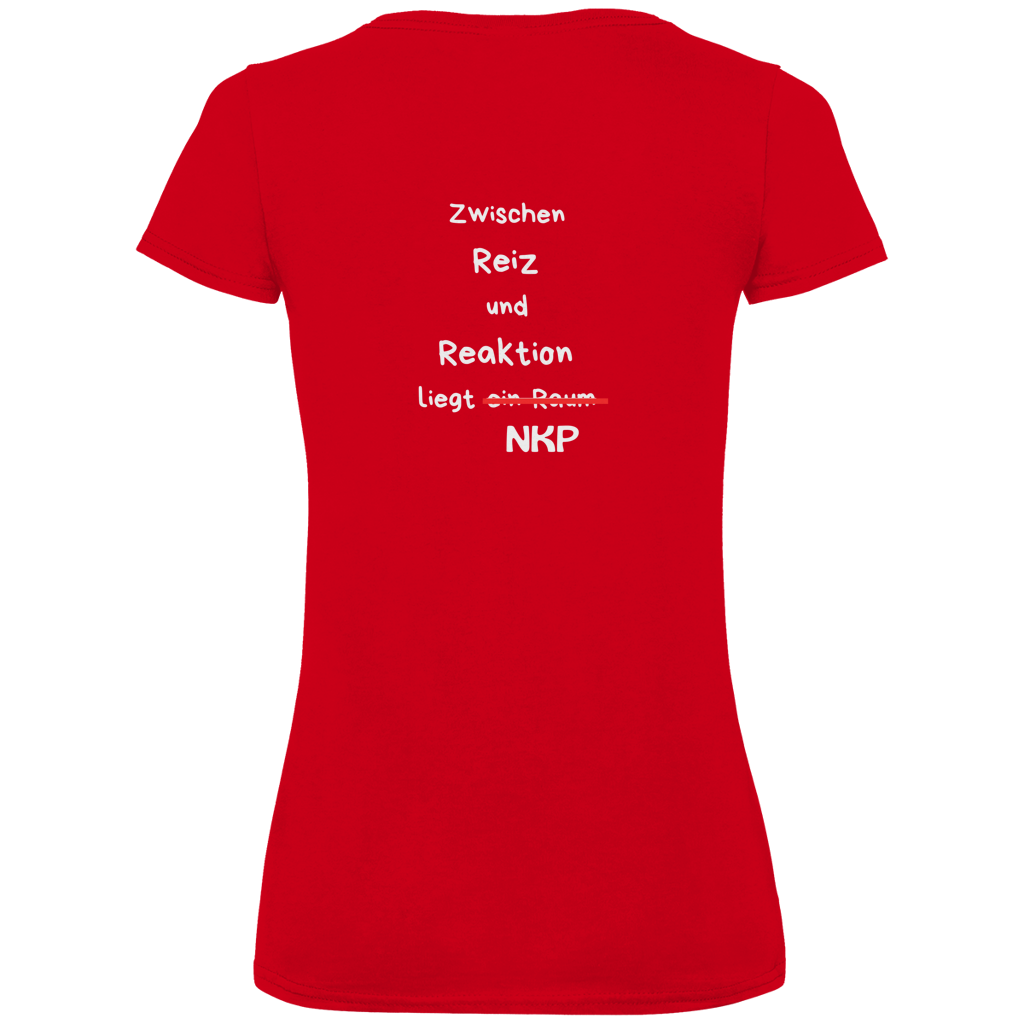 Damen Premium Bio V-Neck T-Shirt Reiz und Reaktion