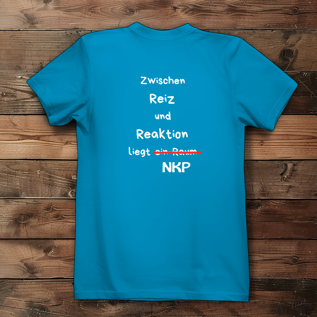 Damen Premium Bio T-Shirt ∣ Reiz und Reaktion ∣ Logo in weiß