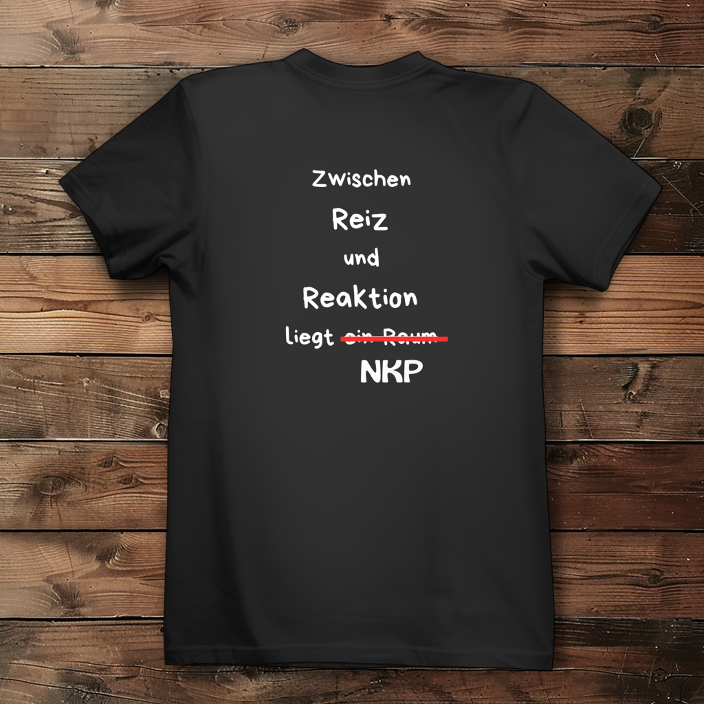 Damen Premium Bio T-Shirt ∣ Reiz und Reaktion ∣ Logo in weiß